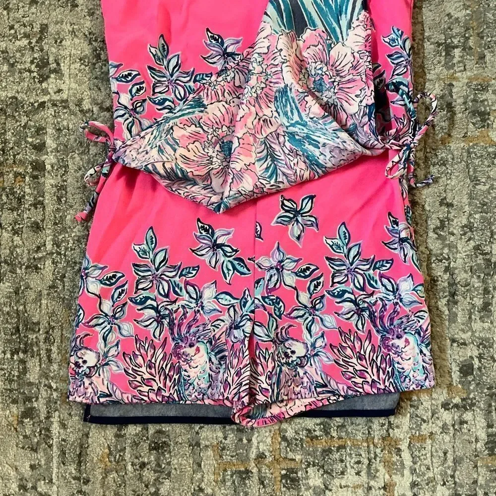 LILLY PULITZER DONNA ROMPER IN PINK TROPICS! EUC! SZ 00